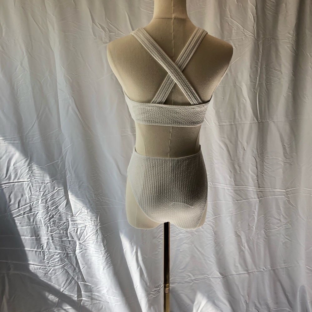 Kids White Cross-Back Swimsuit